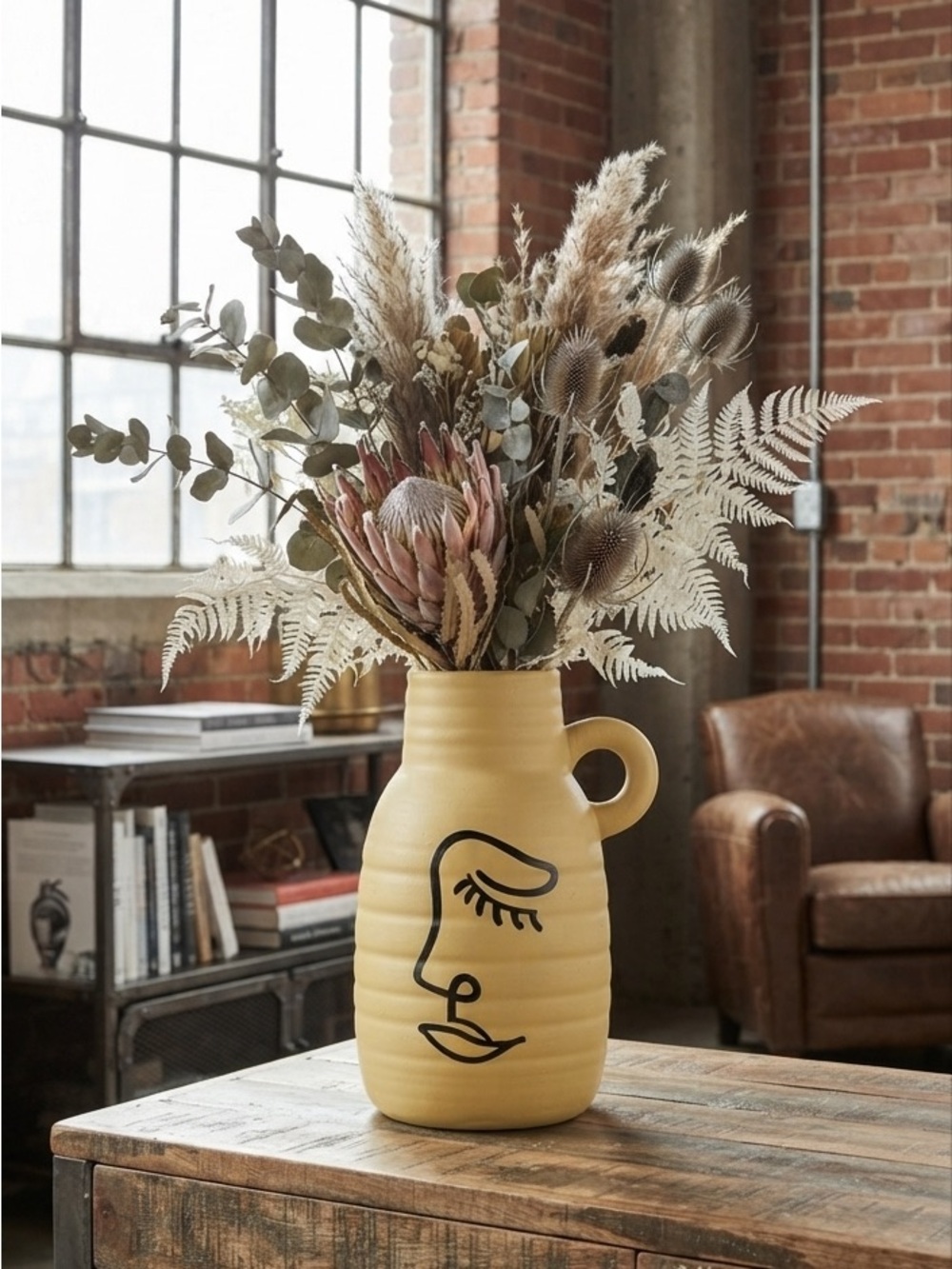 💐Modern Boho Vase - Picasso style face Abstract Design, Earthenware Ceramic